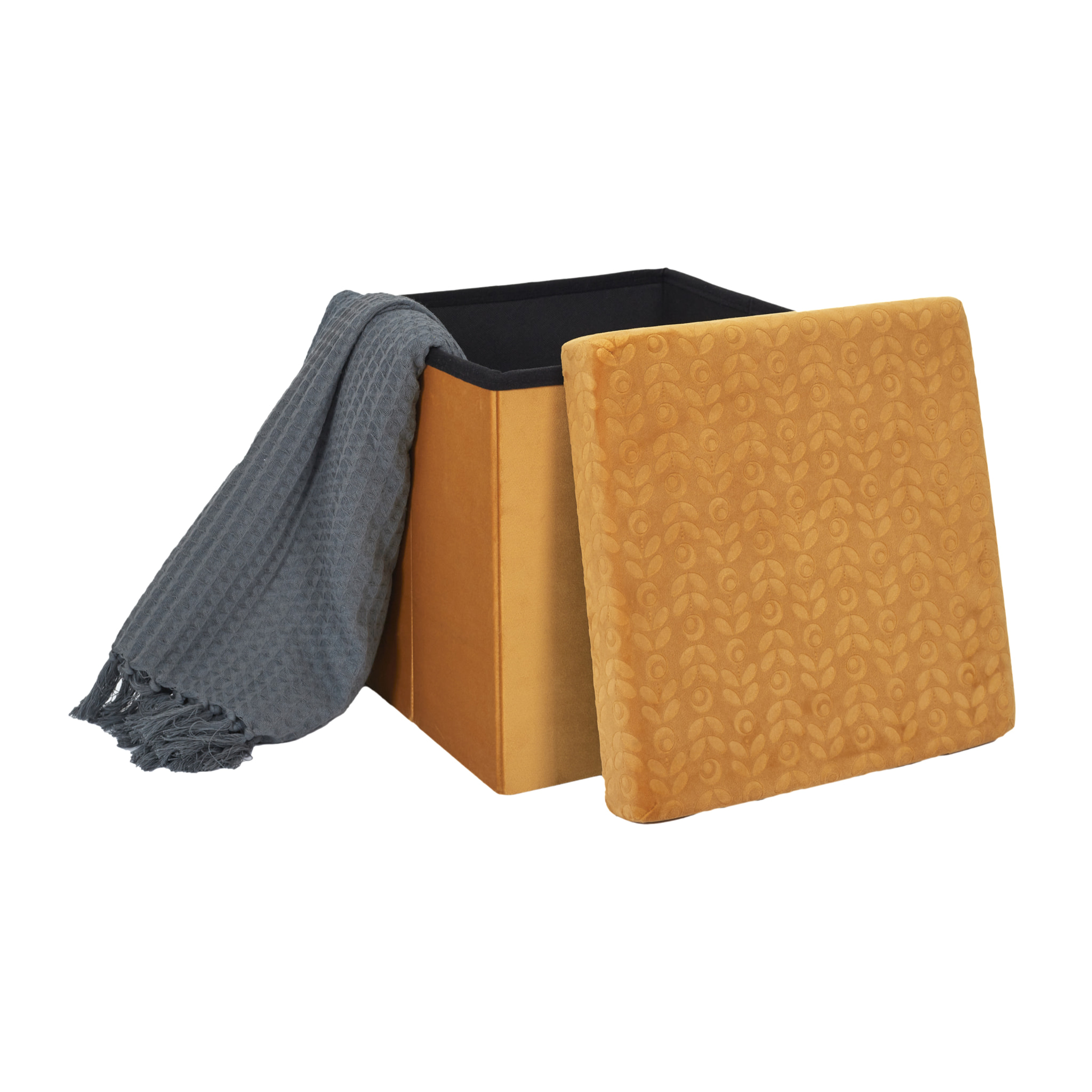 Coffre Pouf Pliable Retro Moutarde