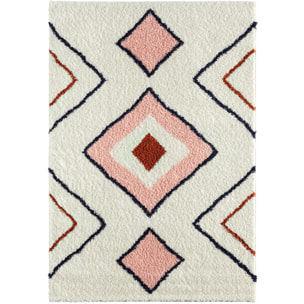 Tipi - tapis chambre d'enfant style berbère à poils longs à motif multicolore