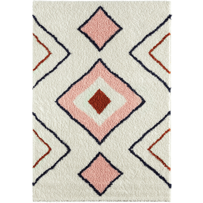 Tipi - tapis chambre d'enfant style berbère à poils longs à motif multicolore