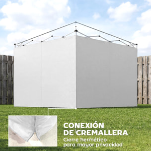3 Paredes Laterales para Carpas de 3x3 m, Paredes Laterales de Repuesto para Cenador de Tela Oxford 210D con Cremallera, para Fiestas, 300x200 cm, Blanco