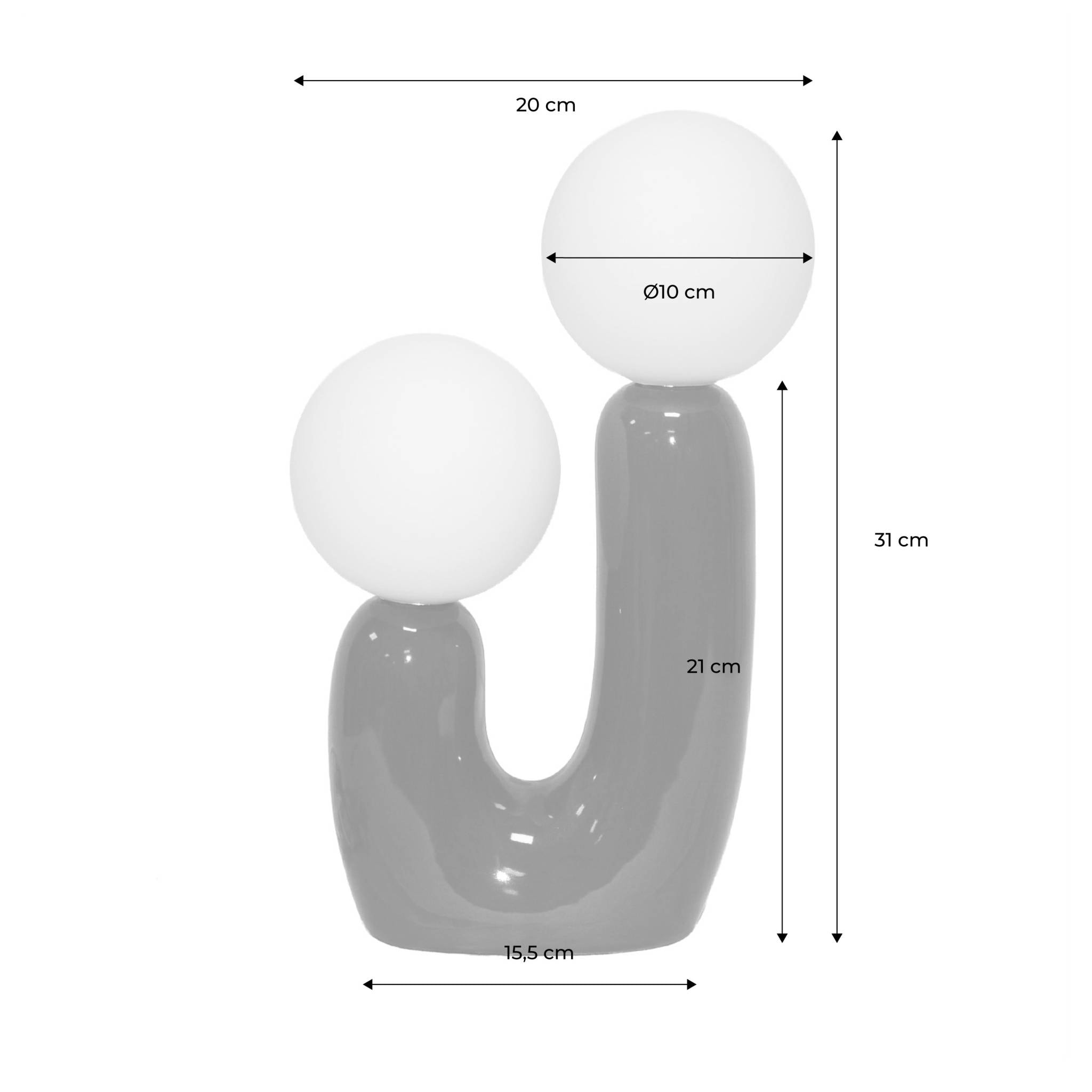 Lampe de table organique céramique bleu et verre blanc H 31cm - Deva