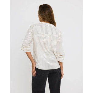 Camisa Manga Larga Rayas Off White - Tylus