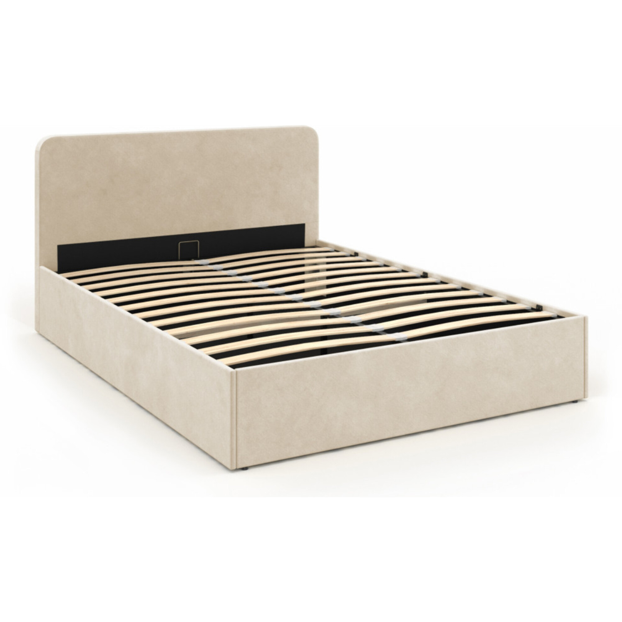 Lit avec tete de lit arrondie Louise - Velours beige