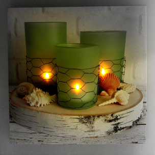 Quadro "mare" con led candele cm40x2,3x40