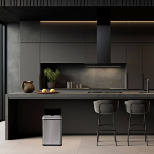 Well home - cubo de basura inteligente sin patas con apertura automática y contacto manual 30l, 35,5x26x60cm color gris