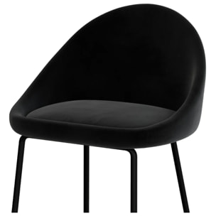 Lot de 2 chaises pour îlot central 65 cm en velours noir - Misty