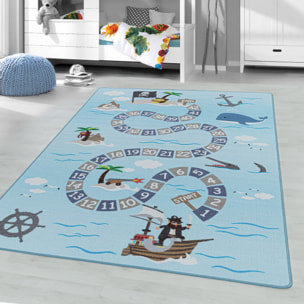 PLAY - Tapis enfant jeu de l'oie pirate bleu - PLA2908BLE