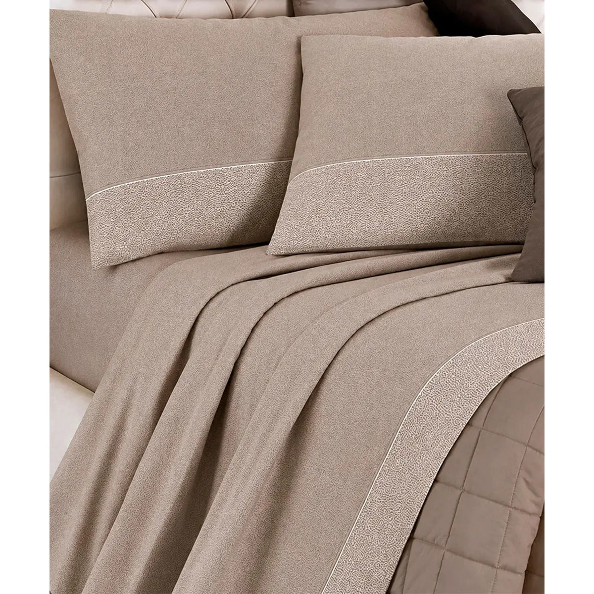 Completo Lenzuola Class Tortora Beige 100% Cotone e Made in Italy con stampa digitale HD