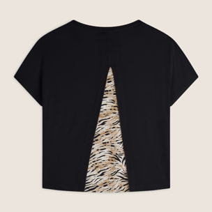 T-shirt maniche a kimono con stampa fantasia sul retro