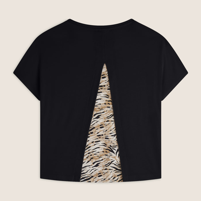 T-shirt maniche a kimono con stampa fantasia sul retro