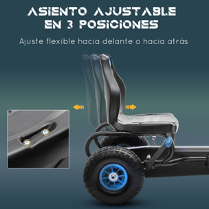 Coche Infantil de Pedales Go Kart a Pedales para Niños de 5-12 Años con Asiento Ajustable Neumáticos Inflables Amortiguador y Freno de Mano Carga 50 kg 121x58x61 cm Azul