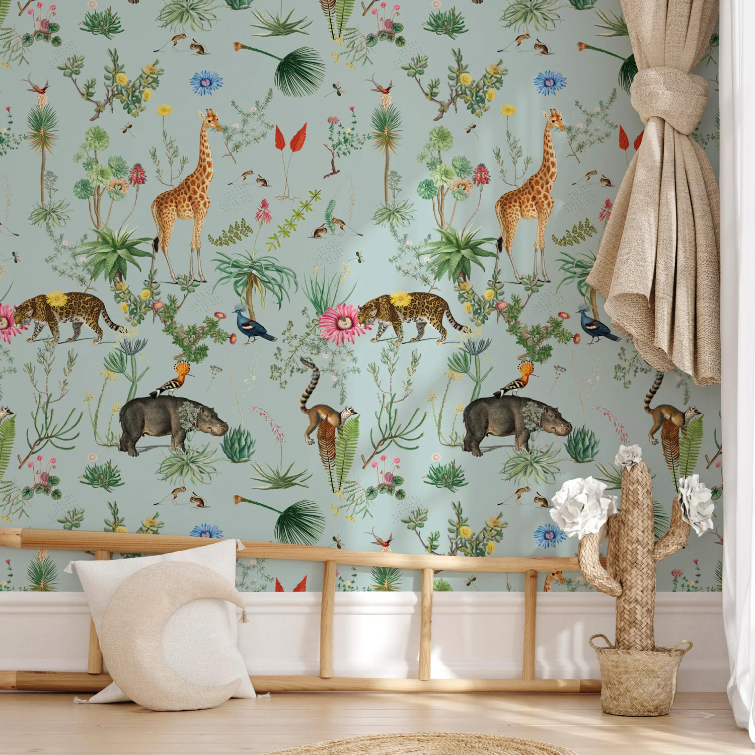 Papier peint panoramique Bestiaire Botanique Motif