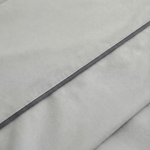Completo Lenzuola in 100% Cotone con Piping Elegante, Set Letto Morbido e Traspirante con Lenzuolo Sopra, Sotto con Angoli Elasticizzati e Federa Coordinata