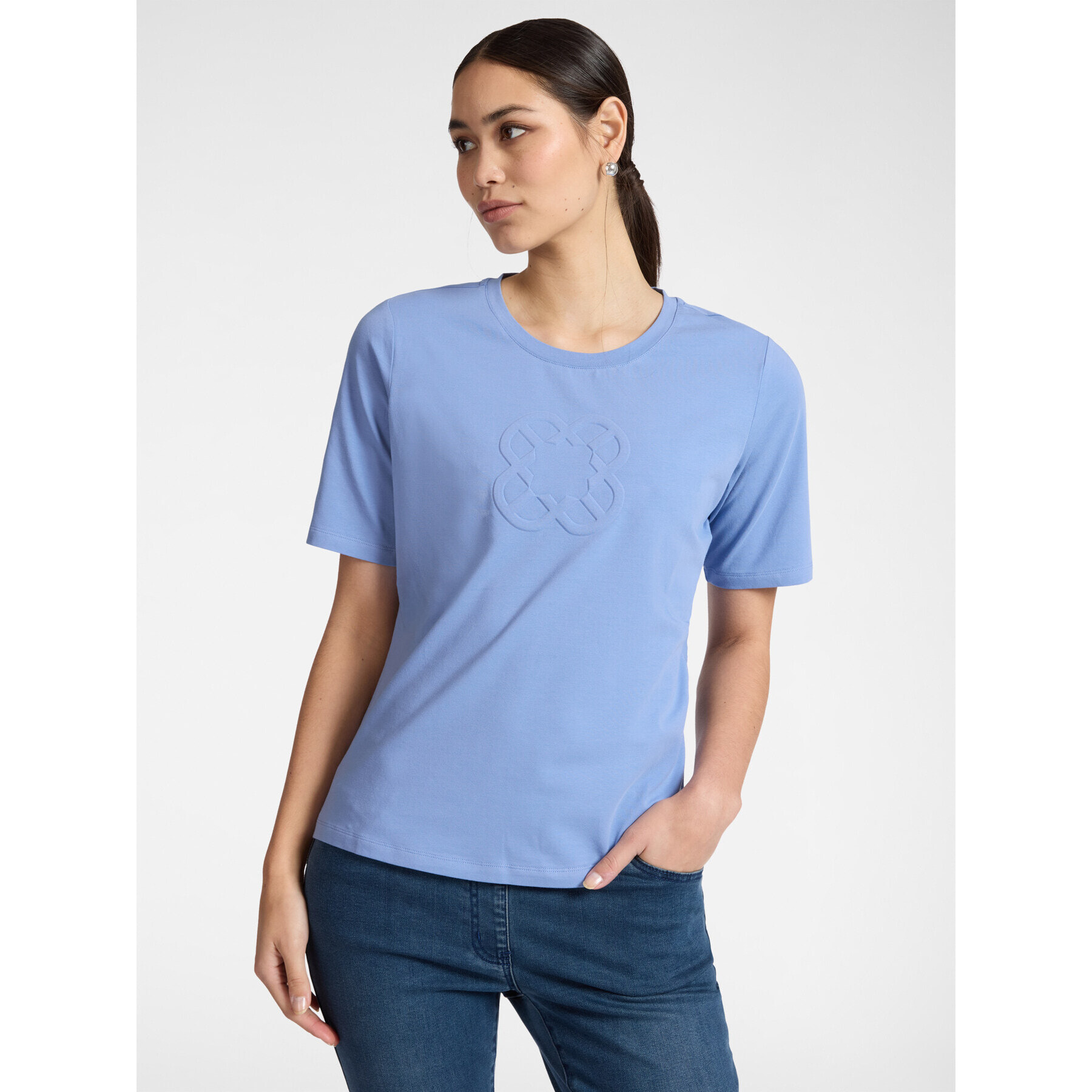 Elena Mirò - Camiseta de algodón con logo Monogram - Light - blue