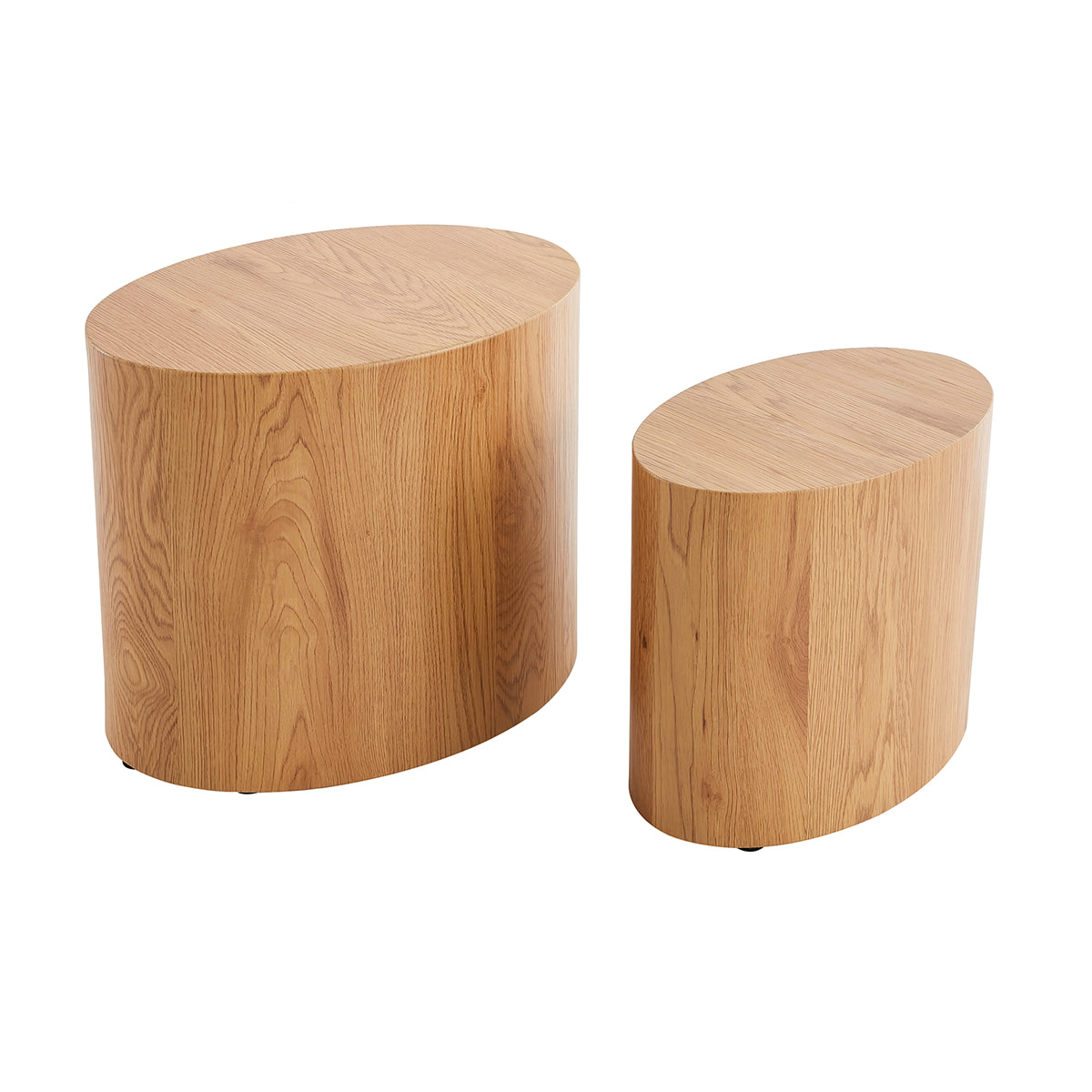 Tables basses gigognes ovales scandinaves bois clair finition chêne (lot de 2) WOODY