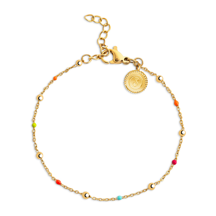 Bracciale Dots L Colors Smalto In Acciaio Placcato Oro