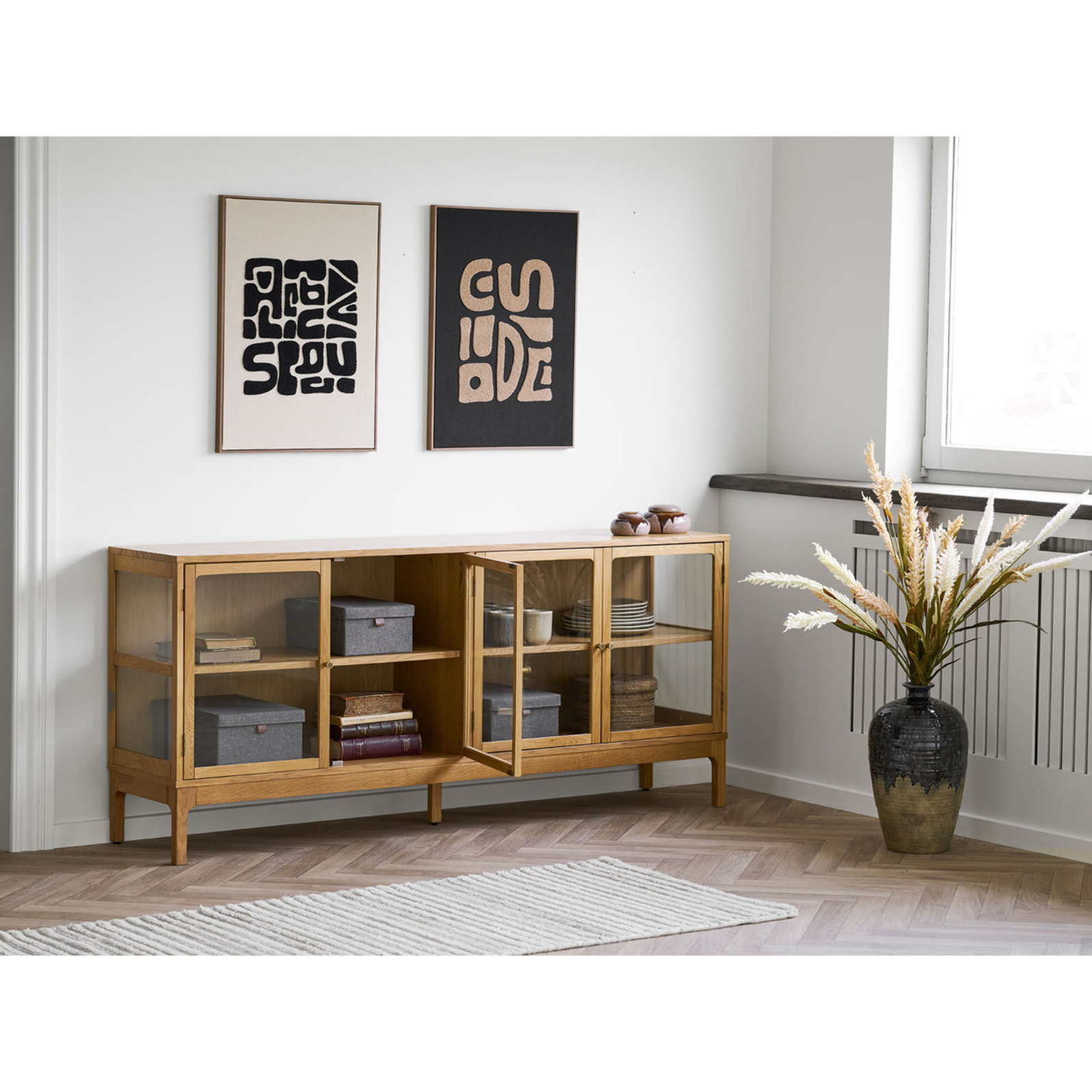 Decorazione murale Tine in poliestere tufted nero e beige 50x70 cm