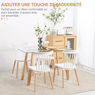 Lot de 4 chaises de salle à manger style scandinave piètement bois hêtre PP blanc