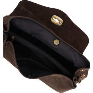 Borsa a mano da donna Made in Italy - Modello Zelia Elite - Pelle scamosciata - 37.0 x 22.0 x 15.0 cm