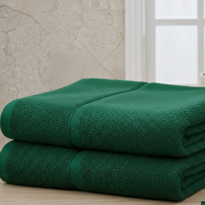 CASA MATTA Coppia Asciugamano + Ospite in Spugna di Puro Cotone 400 gr/mq_Evergreen