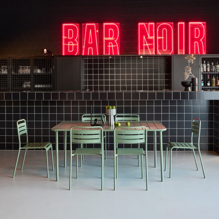 Table de jardin métal + 6 assises ver Amélia