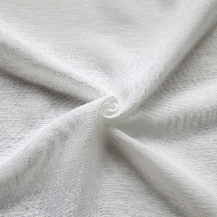 Petit vitrage  - Effet lin à double passe-tringle - Blanc