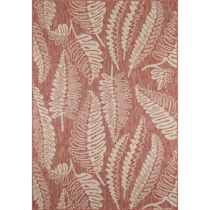 Samba - tapis intérieur extérieur motif feuilles, rouge