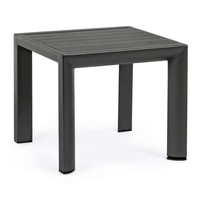 Set 2 tavolini da giardino ZARAGOZA antracite in alluminio verniciato, 40×40 cm