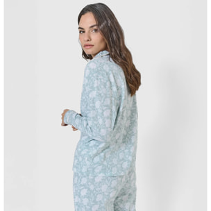 Pijama camisero algodón saba celeste