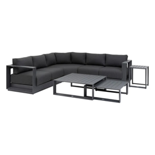 Salon d'angle de jardin "Allure" graphite 5 places en aluminium et polyester