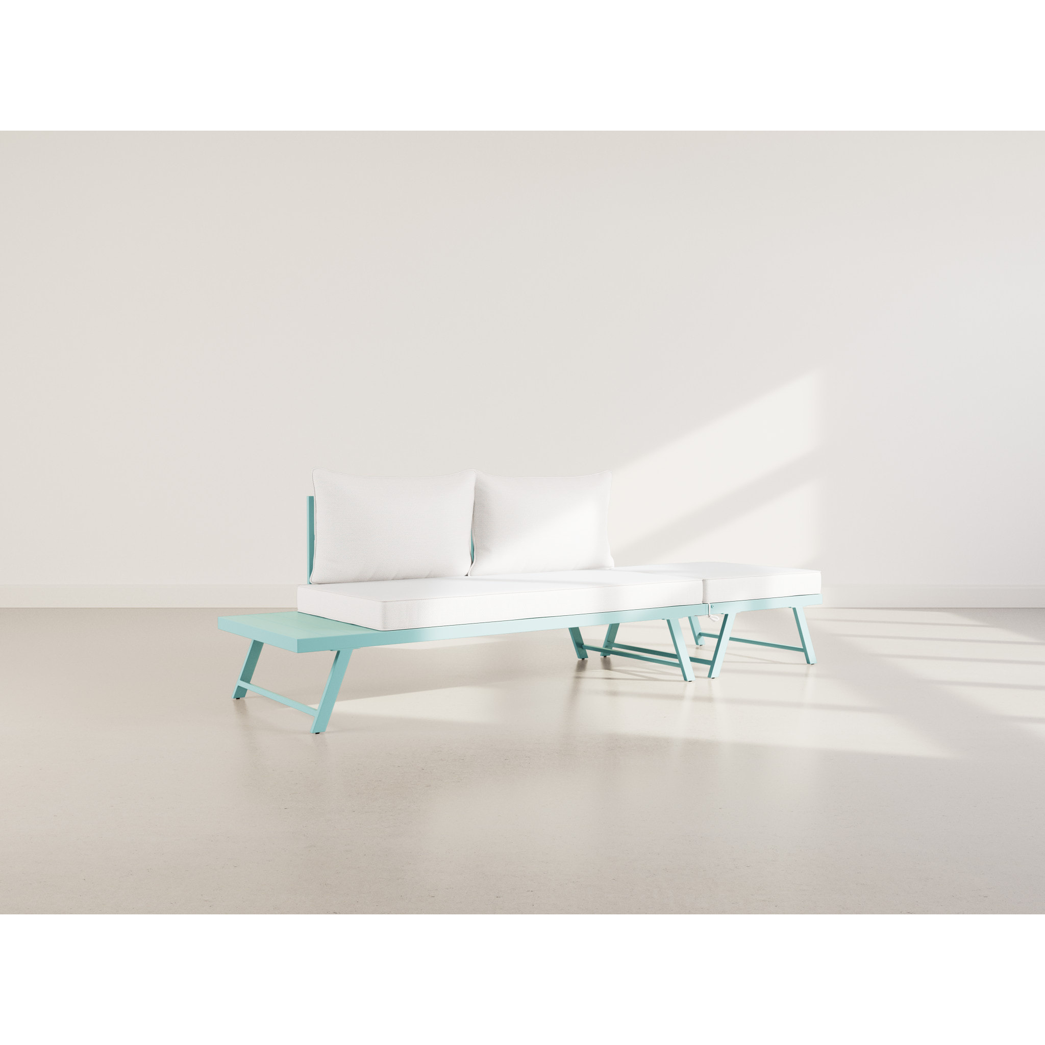 Isadora - salon de jardin 3 places - modulable - vert avec coussins beiges - Vert / Beige