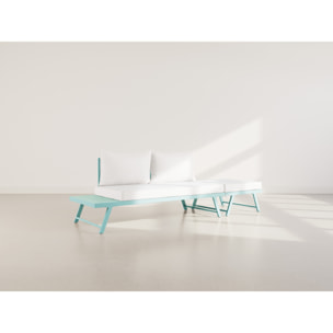 Isadora - salon de jardin 3 places - modulable - vert avec coussins beiges - Vert / Beige