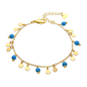 Pulsera de Turquesa acabada en oro amarillo de 18k