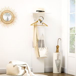 Perchero de Pared con 4 Ganchos Estante de Pared de Almacenamiento con Barra Colgante de Aluminio para Entrada Dormitorio Pasillo 50x23,5x160 cm Blanco