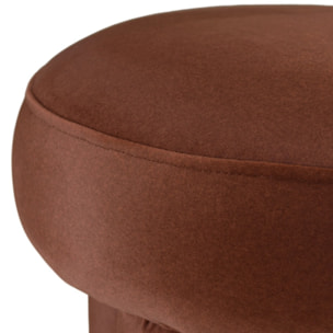 LEOPOLD - Pouf forme design n°2 en tissu effet velours marron