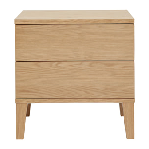 Tables de chevet avec rangements 2 tiroirs scandinave bois clair chêne (lot de 2) FREDDY