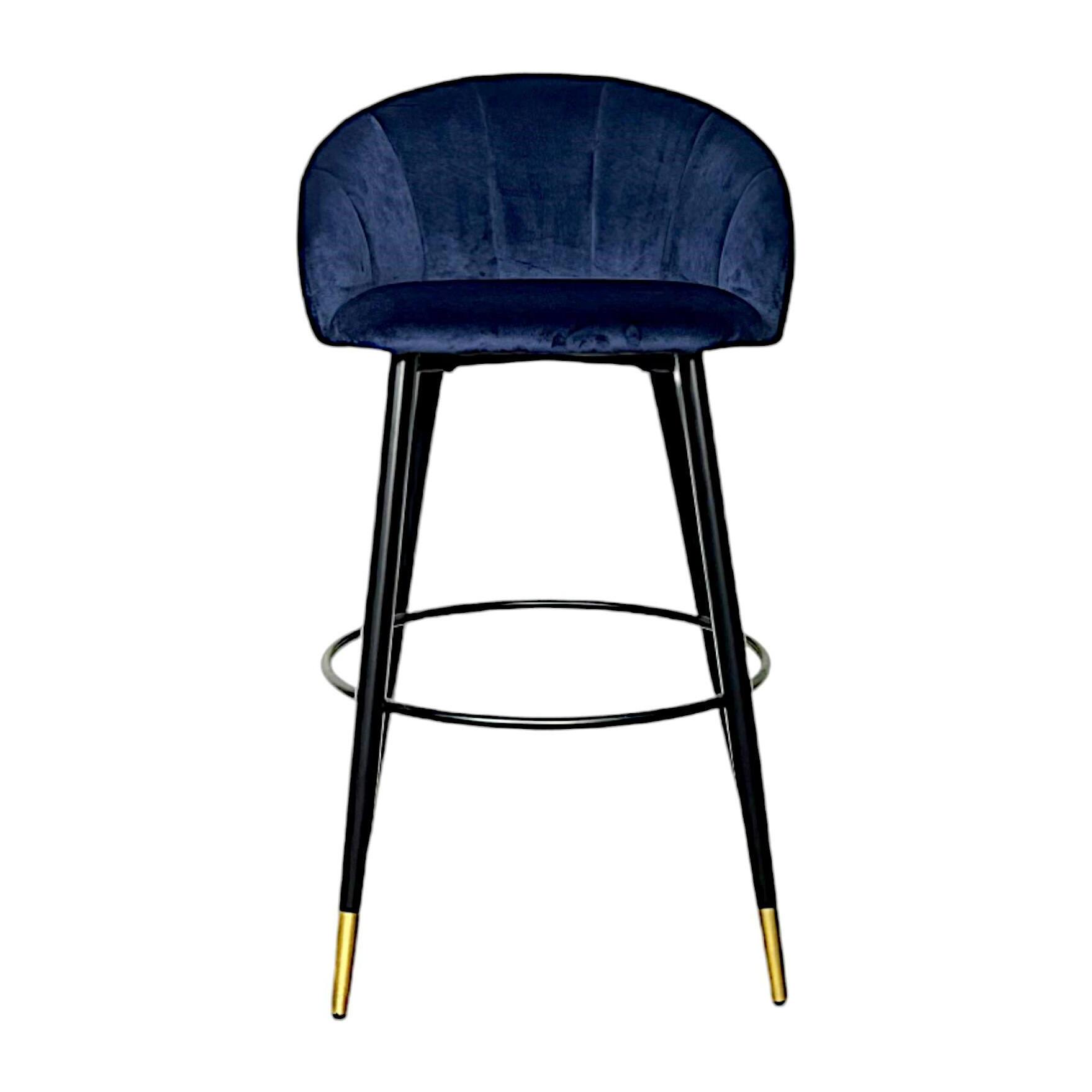Chaise de bar coquillage velours bleu (lot de 2) HAWAI
