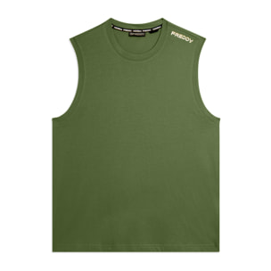 T-shirt senza maniche in jersey di cotone