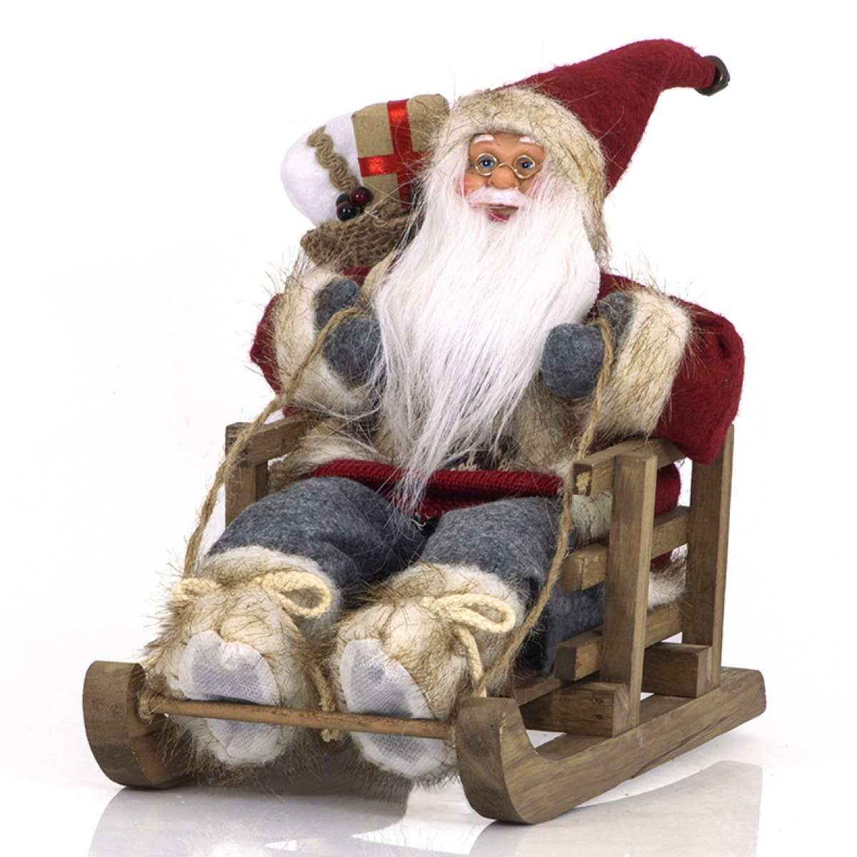 Babbo Natale "Noel Baba" Seduto In Slitta - Realistico in PVC - (Altezza 30cm)