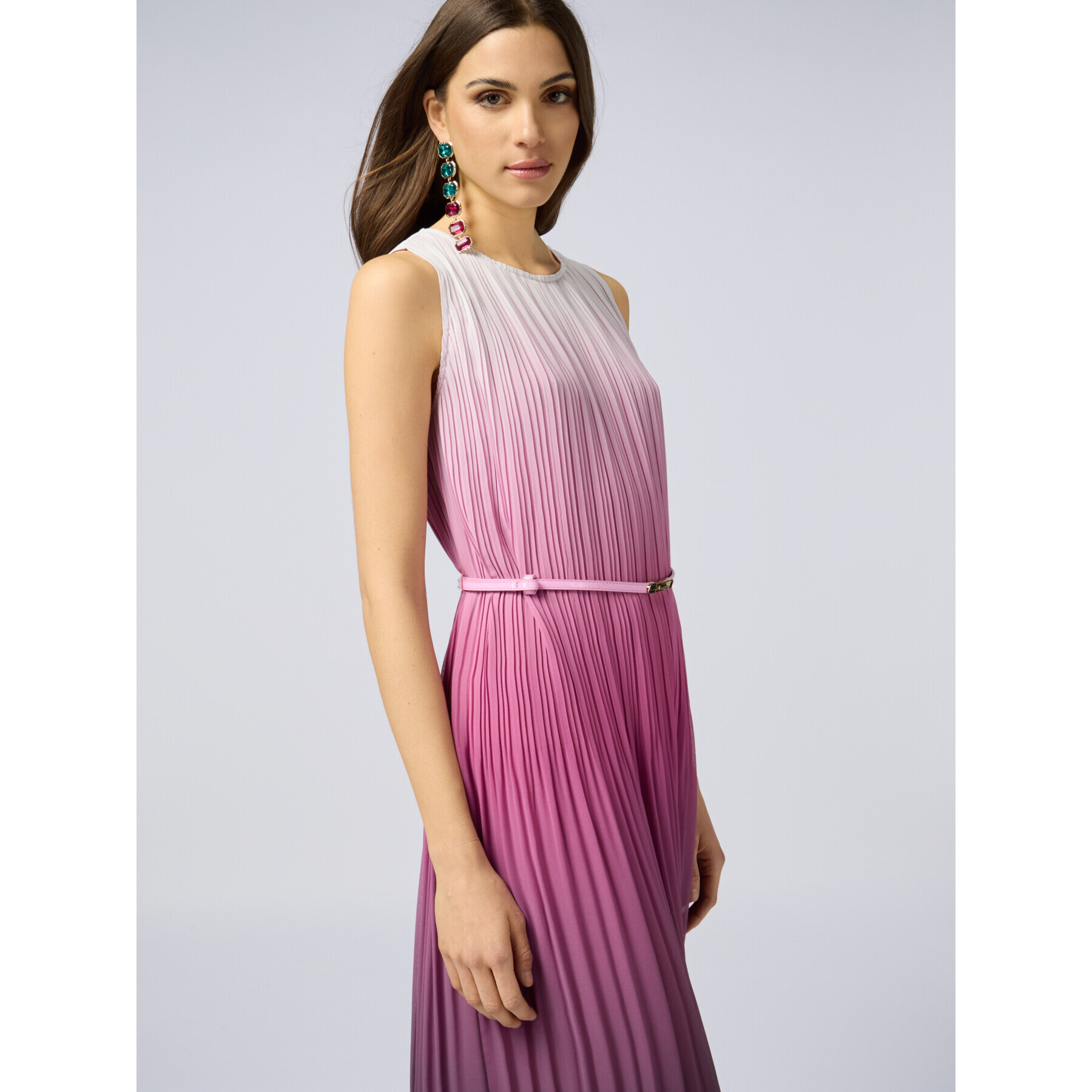 Oltre - Vestido largo plisado degradado - Rosa