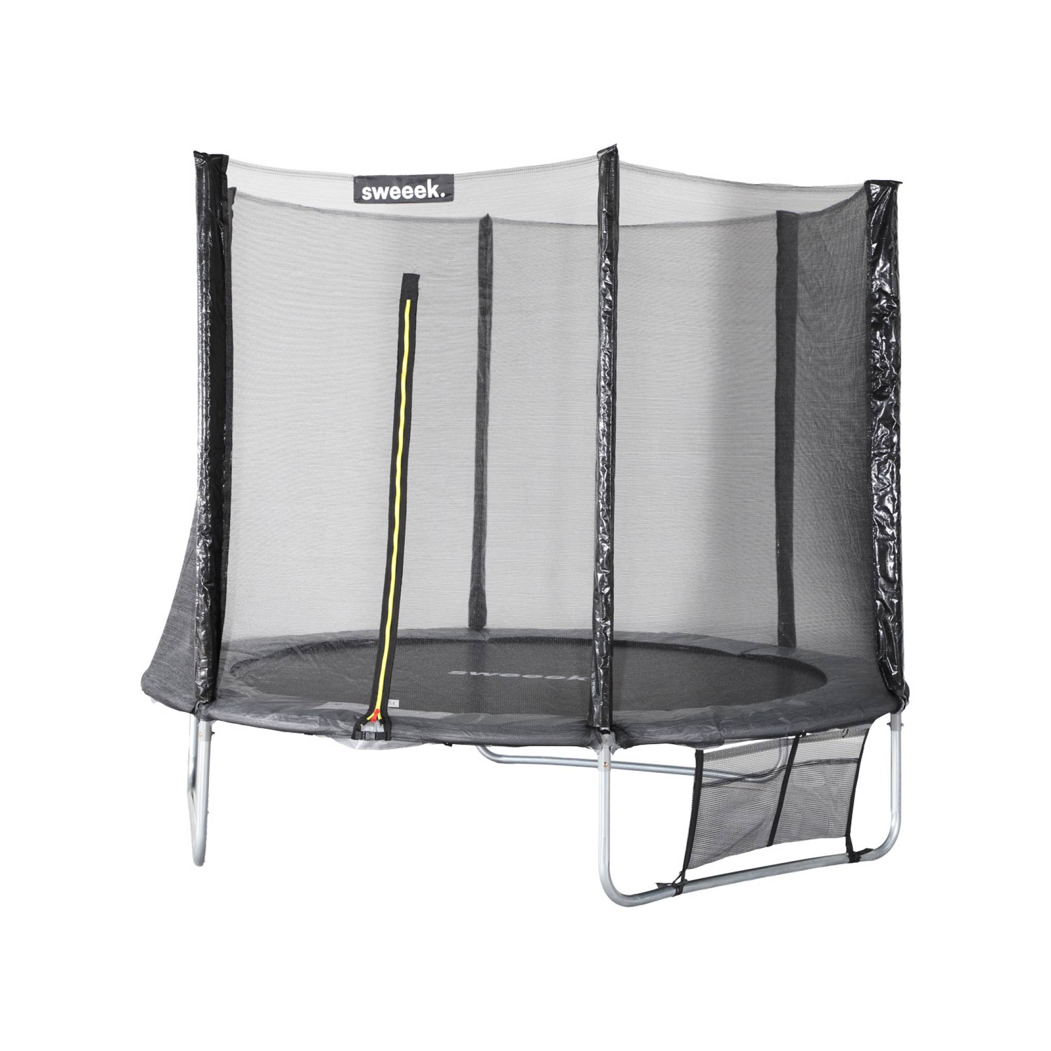Trampoline 250 cm. gris. avec filet de protection. bâche. filet pour chaussures. kit d’ancrage