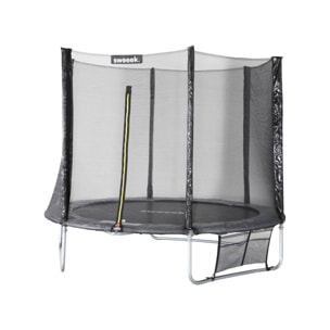 Trampoline 250 cm. gris. avec filet de protection. bâche. filet pour chaussures. kit d’ancrage