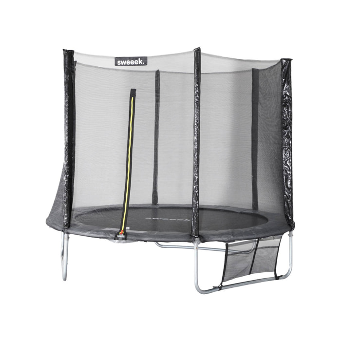 Trampoline 250 cm. gris. avec filet de protection. bâche. filet pour chaussures. kit d’ancrage
