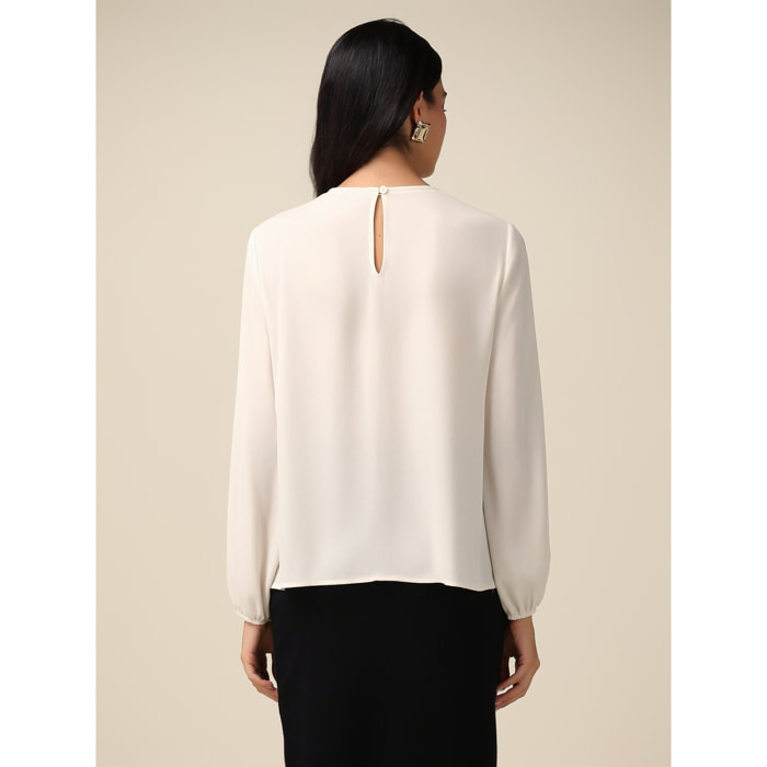 Oltre - Blusa con dettaglio fiocchi - Bianco