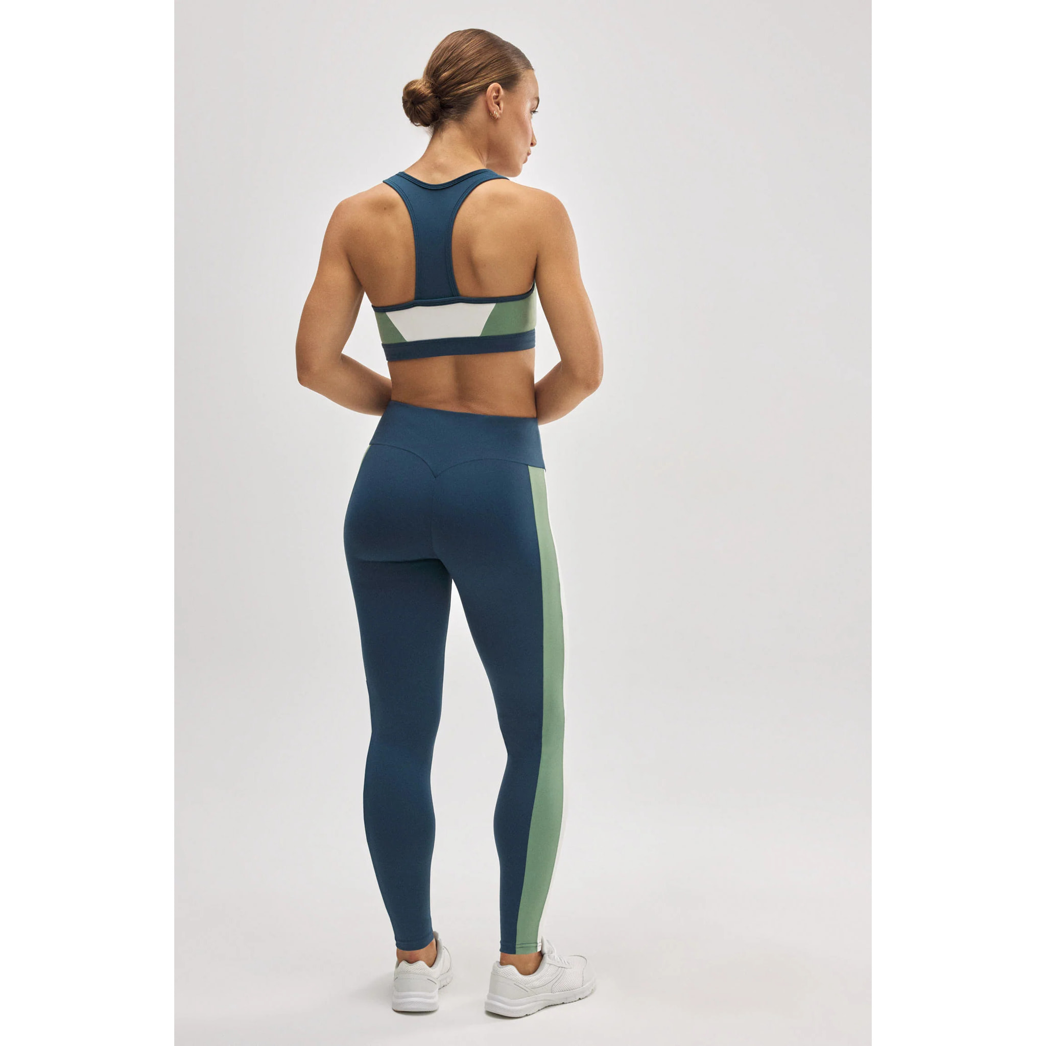 Leggings sportivi effetto push-up con blocchi di colore blu