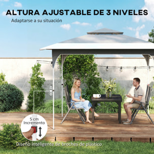 Carpa Plegable 3,5x3,5 m, Pop-up, Cenador Pabellón de Jardín con Doble Techo, Cierre Central, UPF50+, Altura Ajustable de 3 Niveles y Bolsa de Transporte, Gazebo para Fiestas, Exterior, Gris
