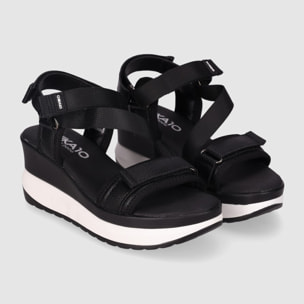 Sandalias de Tejido - Negro - Tacón: 7 cm