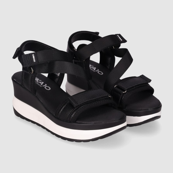 Sandalias de Tejido - Negro - Tacón: 7 cm