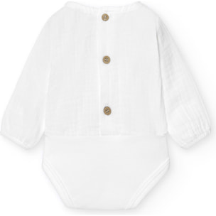 Body bebé manga larga bambula botones