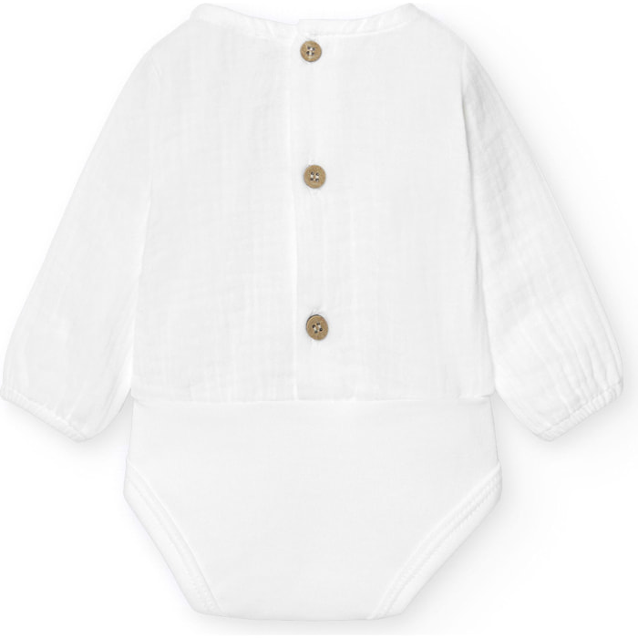 Body bebé manga larga bambula botones